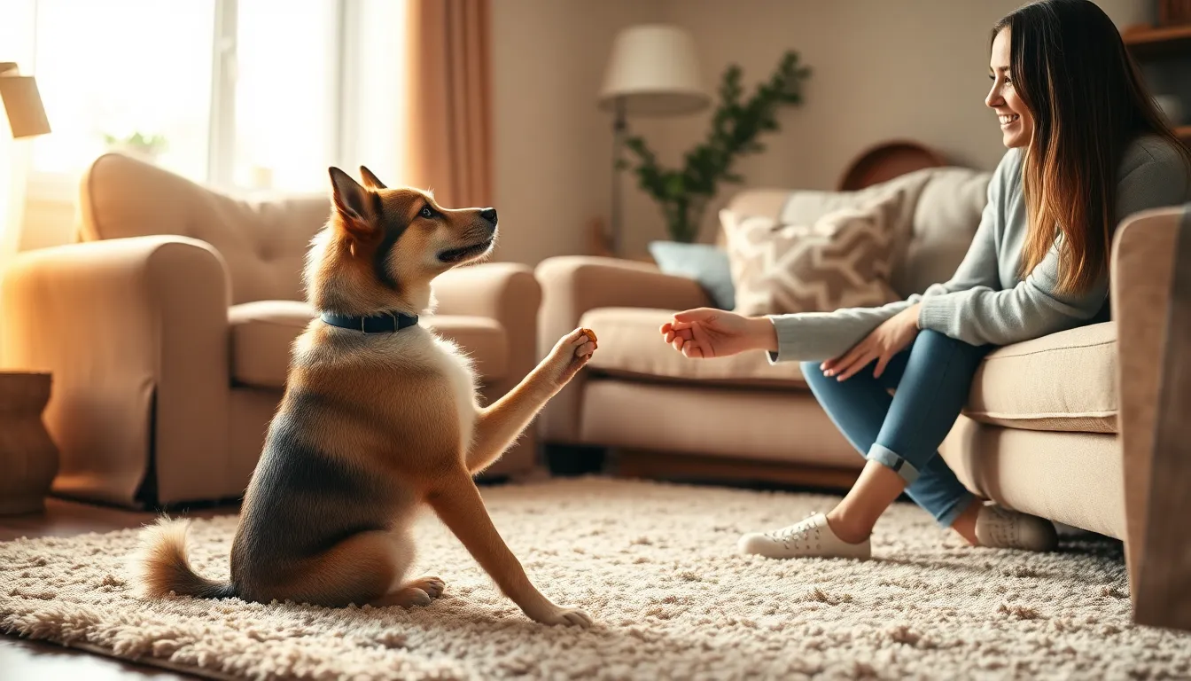 기다려 훈련 중인 강아지