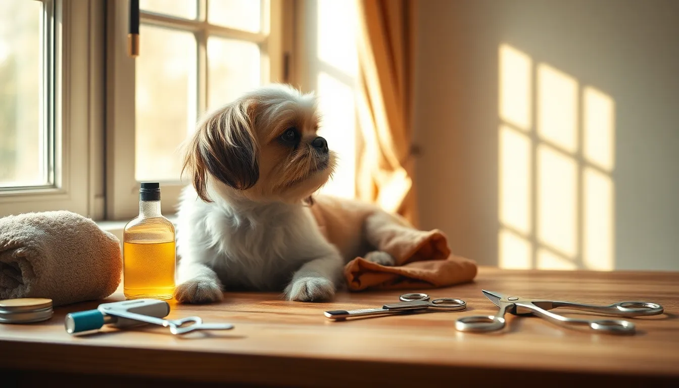 빗질하는 강아지